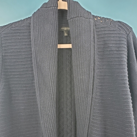 Talbots Plus navy blue long knit cardigan - Picture 5 of 13